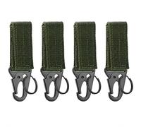 SOREIA 4 Pack Tactical Nylon Webbing Buckle Carabiner Key Clip, Multi-Functional Belt Hook for Outdoor, Backpack, Hiking, Camping (Green)