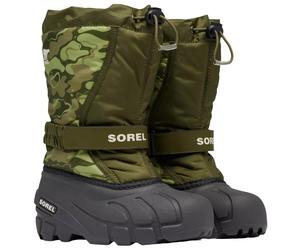 Sorel Flurry Print Youth Boot Snow Boots - Utility Green/Savory