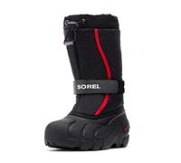 Sorel KIDS FLURRY Waterproof Unisex Kids Snow Boots, Black (Black x Bright Red) - Youth, 13 UK