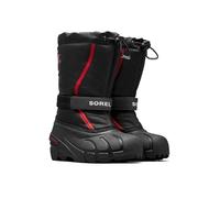 Sorel KIDS FLURRY Waterproof Unisex Kids Snow Boots, Black (Black x Bright Red) - Youth, 4 UK