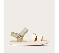 Sorel Women's Ona Ave Ankle Strap Flat Sandal, Dusty Twill/Honey White, 6 UK