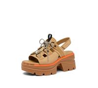 Sorel Women's Rein Cb Lace Platform Sandal, Caribou Buff/Black, 8.5 UK