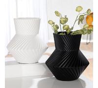 sorelli large ceramic round set of 2 vase in black and white
