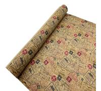 SorenCut Cork Fabric by The Yard, Cork Leather Sheets with Natural Cork.Travel Stamp Surface, 12.5 * 52.5 Inch Larger Size for Sewing, Cutting DIY Projects