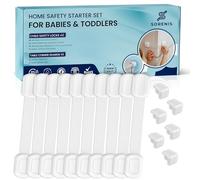 Sorenis Premium Baby Safety Bundle (16 Pack) - 10 Adjustable Child Safety Cabinet Locks for Cupboards, Drawers & Fridge + 6 Clear Corner Guards - Baby Proofing Kit with Strong Adhesive