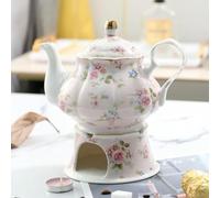 SOREZE 400ML English British Teapot Heating Base Porcelain Tea Warmer Teapot Set Ceramic Holding Furnace