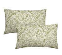 sorfbliss Lime Green Floral Pillow Covers 12x20 Set of 2 Botanical Print Vintage Spring Flower Plant Cream Rectangle Decorative Lumbar Throw Pillow Cases Outdoor Farmhouse Decor for Sofa Couch Bed