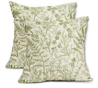sorfbliss Lime Green Floral Pillow Covers 18x18 Set of 2 Botanical Print Vintage Spring Flower Plant Cream Decorative Throw Pillow Cases Outdoor Farmhouse Cushion Covers Decor for Sofa Couch Bed