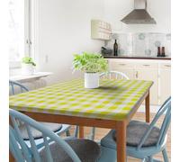 Sorfey Kitchen Tablecloth -Fitted with Elastic, Vinyl with Flannel Back, Fits for Table 36" w x 60" L Rectangle,Water Proof, Easy to Clean, Checked Yelow Design