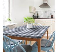 Sorfey Kitchen Tablecloth -Fitted with Elastic, Vinyl with Flannel Back, Fits for Table 36" w x 60" L Rectangle,Water Proof, Easy to Clean, Checked Grey Design