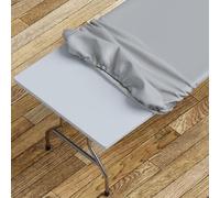 Sorfey Tablecloth -Fitted with Elastic, Vinyl with Flannel Back, Fits for Table 30"x 60" Rectangle,Water Proof, Easy to Clean, Solid Grey Design
