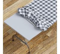 Sorfey Tablecloth -Fitted with Elastic, Vinyl with Flannel Back, Fits for Table 72"x 30" Rectangle,Water Proof, Easy to Clean, Checked Gray Design
