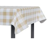 Sorfey Tablecover - Vinyl with Flannel Back, 52"x72" Rectangle, Water Proof, Easy to Clean, Checked Beige Design