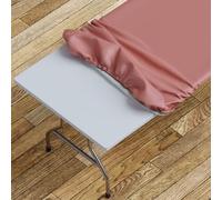 Sorfey Vinyl Picnic Fitted Tablecloth Cover, Table Cloths, Solid Design, Flannel Backed Lining, 30 x 60 Inch, Burgundy
