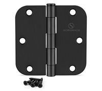 SORGMACH Door Hinges 3 1/2 Inch Matte Black 3.5 Inch Interior Hinges 5/8" Radius Round Door Hinge 3 1/2 Inch Iron Hinge 3 ½"x 3 ½" Door Hardware- 18 Pack