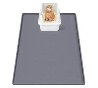 SORKUT Cat Litter Mat for Litter Box, 34x22 Inch Large Silicone Litter Trapping Mat, Waterproof & Non-Slip Floor Protector, Soft on Kitty Paws, Easy to Clean & Durable, Gray