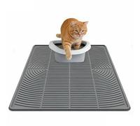 SORKUT Cat Litter Mat for Litter Box, 40x28 Inch Extra Large Silicone Litter Trapping Mat, Waterproof & Non-Slip Floor Protector, Soft on Kitty Paws, Easy to Clean & Durable, Gray