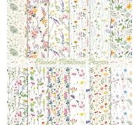 Sorkwo 24 Sheets Multicolor Floral Pattern Paper, 12 x 12 inches, Coated Craft Paper for Greeting Cards, Origami, Gift Decorations, Scrapbooking, Square Shape