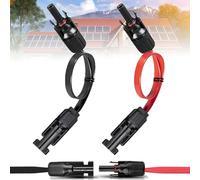 Sorlpv Solar Panel Flat Cable 6 mm², 35 cm Solar Cable Window Feed-Through Flexible with Plug and Coupling, Pack of 2 PV Flat Solar Cable for Solar Modules and Inverters
