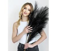 SOROLA Pampas Grass Large Black Artificial 4 Stems - 40 inch/100cm Fluffy Soft Faux Dried Tall Fake Plant Bouquet Decorative Flowers Arrangements Boho Home Decor Accessories Wedding Decorations