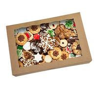 SOROO 8-PACK Pastry Bakery Box 16x11x2.75inch,Brown Large Donuts,Muffins,Cookies Boxes with PVC Window Auto-Pop up Paper Box Nature Cardboard Take Out Container,Hold 12 Donuts,Pack of 8