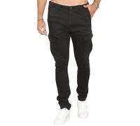 Soroor Cargo Trousers for Men UK, Slim Fit Tapered Cargo Pants Men, Combat Trousers for Men UK for Work & Utility, Mens Cargos | Black - 32L 33W | Sateen Stretch Cotton Cargos Men
