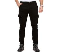 Soroor Cargo Trousers for Men UK, Slim Fit Tapered Cargo Pants Mens, Combat Trousers for Men UK for Work & Utility, Durable Mens Cargos | Black - 32L 38W | Stretch Twill Cotton Cargos