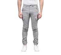 Soroor Mens Cargo Joggers - Slim Tapered Fit Cargo Trousers for Men UK, Stylish Combat Trousers, Joggers for Men UK, Comfortable Everyday Wear | Grey - 33L 32W | Pique Stretch Cotton Mens Joggers