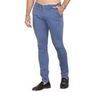 Soroor Skinny Fit Chinos Trousers Men - Stylish Mens Chinos for Work, Casual Trousers for Men UK, Comfortable Everyday Chino Trouser | Blue - 30L 34W | Stretch Premium Twill Cotton Men's Chino