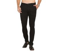 Soroor Skinny Fit Chinos Trousers Men - Stylish Mens Chinos for Work, Casual Trousers for Men UK, Comfortable Everyday Chino Trouser | Black - 32L 34W | Stretch Premium Twill Cotton Men's Chino