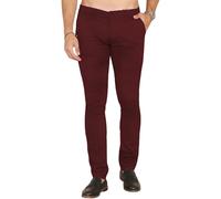 Soroor Skinny Fit Chinos Trousers Men - Stylish Mens Chinos for Work, Casual Trousers for Men UK, Comfortable Everyday Chino Trouser | Maroon - 30L 36W | Stretch Premium Twill Cotton Men's Chino