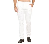 Soroor Slim Fit Chinos Trousers Men - Stylish Mens Chinos for Work, Casual Trousers for Men UK, Comfortable Everyday Mens Trouser | White - 32L 30W | Stretch Premium Twill Cotton Men's Chino
