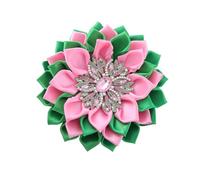 Sorority Gifts Pink Green Womenhood Service Society Organization Ribbon Satin Flower Brooch Pin Jewelry For Bag