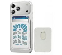 Sorority Magnetic Card Holder Wallet - Compatible with MagSafe, for iPhone 17/16/15/14/13/12 - Slim Design, Securely Holds 3 Cards (Zeta Tau Alpha, White)