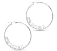 Sorority Shop Alpha Omicron Pi- Hoop Silver-Plated Dainty Earrings for Women -Alpha Omicron Pi Jewelry with Ideal 2" Diameter Hoops - Alpha Omicron Pi Gifts