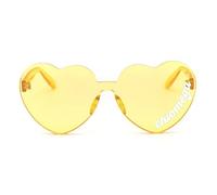 Sorority Shop Chi Omega Sunglasses - Heart Shaped Sunglasses printed with CO Logo, Greek Sorority Sunglass for Big Little Sorority Gifts, Yellow, One Size