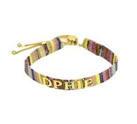 Sorority Shop Delta Phi Epsilon Bracelet - Multi-Color Woven Bracelet with Gold-plated Sorority Letters and Adjustable Clasp