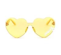 Sorority Shop Phi Sigma Sigma Sunglasses - Heart Shaped Sunglasses printed with PSS Logo, Greek Sorority Sunglass for Big Little Sorority Gifts, Yellow, One Size
