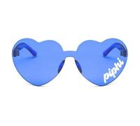 Sorority Shop Pi Beta Phi Sunglasses - Heart Shaped Sunglasses printed with PBP Logo, Greek Sorority Sunglass for Big Little Sorority Gifts, Blue, One Size