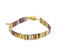 Sorority Shop Sigma Delta Tau Bracelet - Multi-Color Woven Bracelet with Gold-plated Sorority Nickname and Adjustable Clasp
