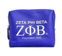 Sorority Shop Zeta Phi Beta Makeup Bag - Multi-Purpose PU Leather, Water-Resistant Travel Cosmetic Bag with Licensed Design and Zipper Closure, Perfect Zeta Phi Beta Sorority Gifts for Women
