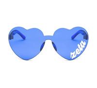 Sorority Shop Zeta Tau Alpha Sunglasses - Heart Shaped Sunglasses printed with ZTA Logo, Greek Sorority Sunglass for Big Little Sorority Gifts, Blue, One Size