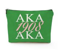 Sorority Themed Gifts for Sisters Pink and Green Makeup Bag for Women - Cute Small Cosmetic Pouch, Sisterhood Gift for Best Friend, Black Girl Essentials, Sorority Gift-18, Vintage Chic