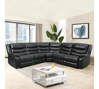 sorreno bonded leather recliner corner sofa in black