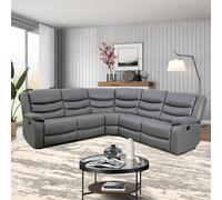 sorreno bonded leather recliner corner sofa in dark grey