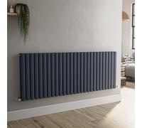 Sorrento Anthracite Horizontal Oval Designer Radiator 600x1593mm Double Panel 6478 BTU