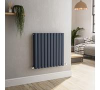 Sorrento Anthracite Horizontal Oval Designer Radiator 600x590mm Double Panel 2399 BTU
