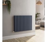 Sorrento Anthracite Horizontal Oval Designer Radiator 600x767mm Double Panel 3119 BTU