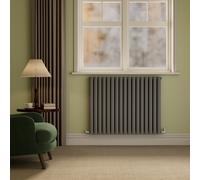 Sorrento Anthracite Horizontal Oval Designer Radiator 800x1003mm Double Panel 5173 BTU