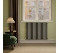 Sorrento Anthracite Horizontal Oval Designer Radiator 800x1003mm Single Panel 3311 BTU